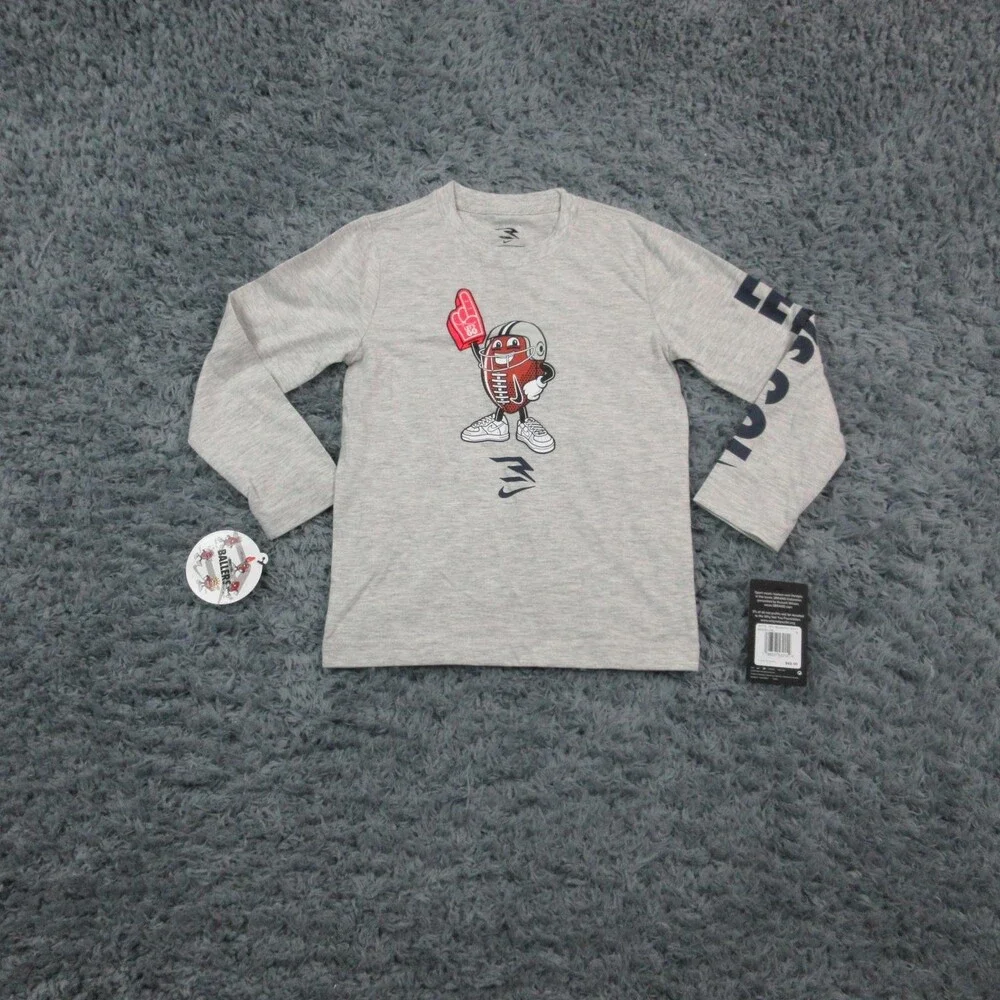 Nike 3BRAND Russell Wilson Shirt Boys 6 Gray Long Sleeve Football Ballers NWT